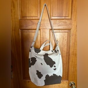 BAGGU Cow Print Canvas Cross Body Bag